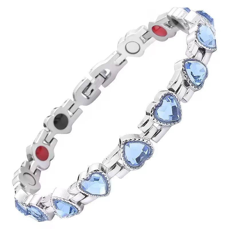 Crystal Heart Stone Bracelets 1X Blue HW