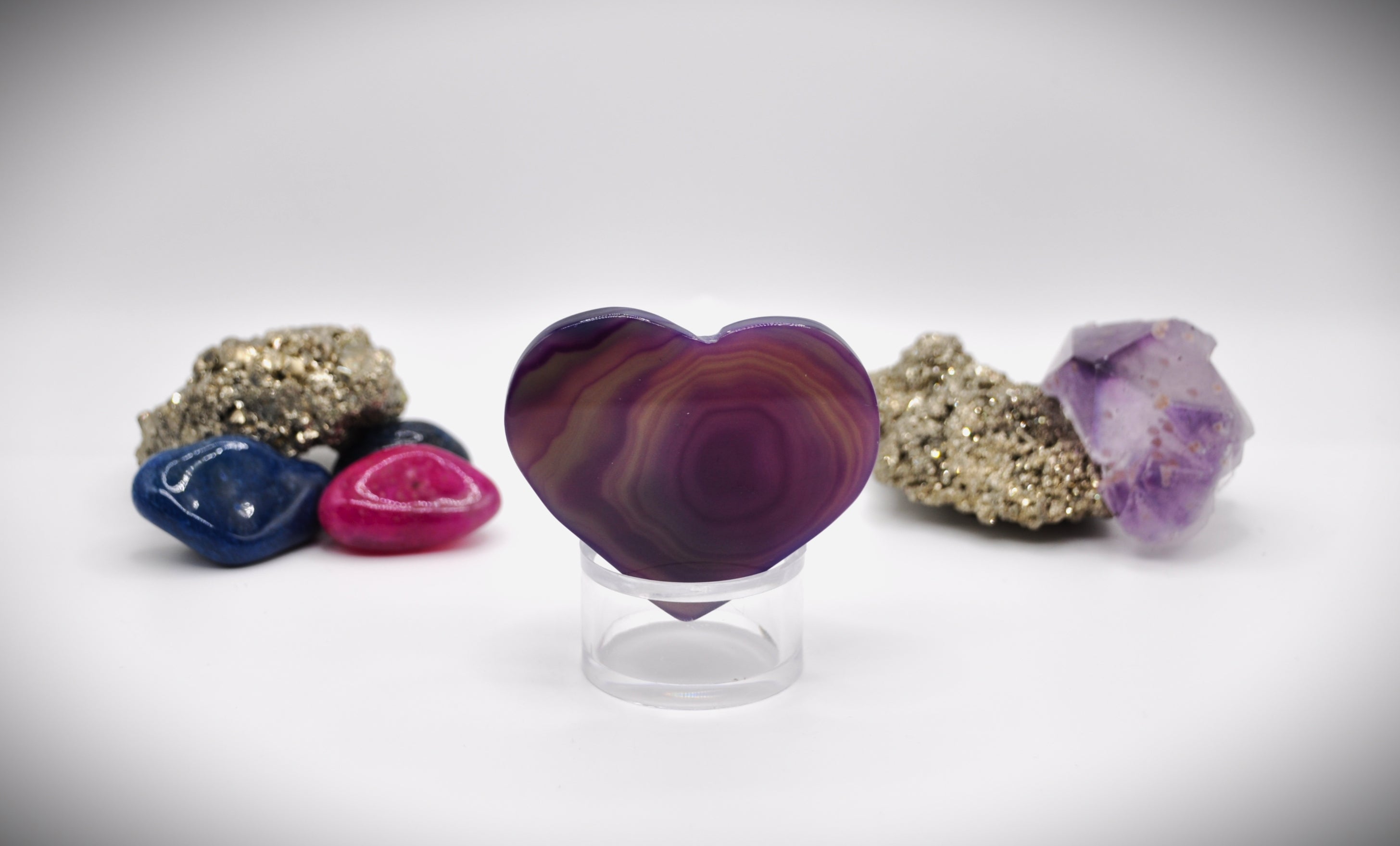 Heart Amethyst Crystal Flat Stone