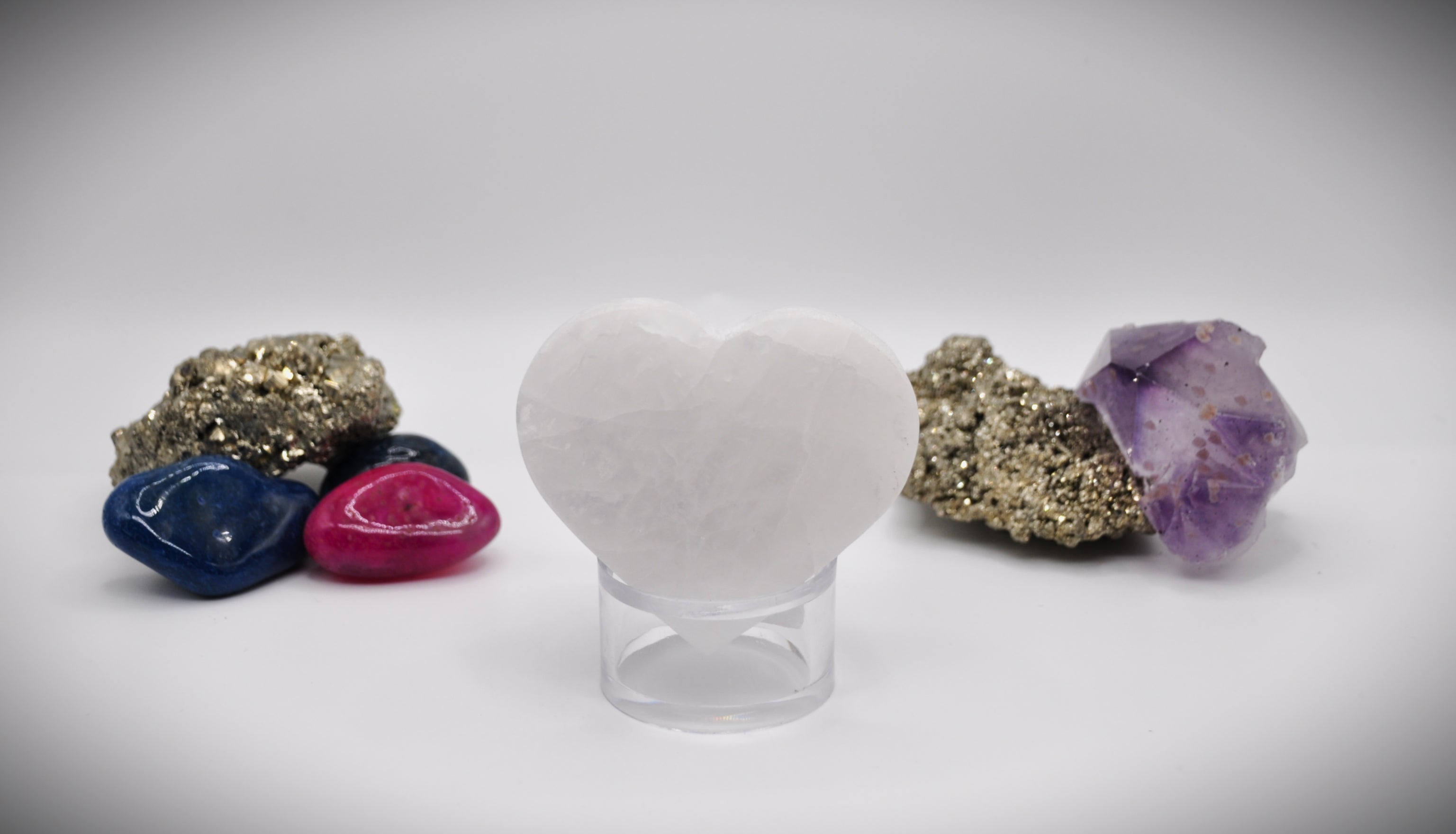 Heart Clear Quartz Agate Crystal Flat Stone