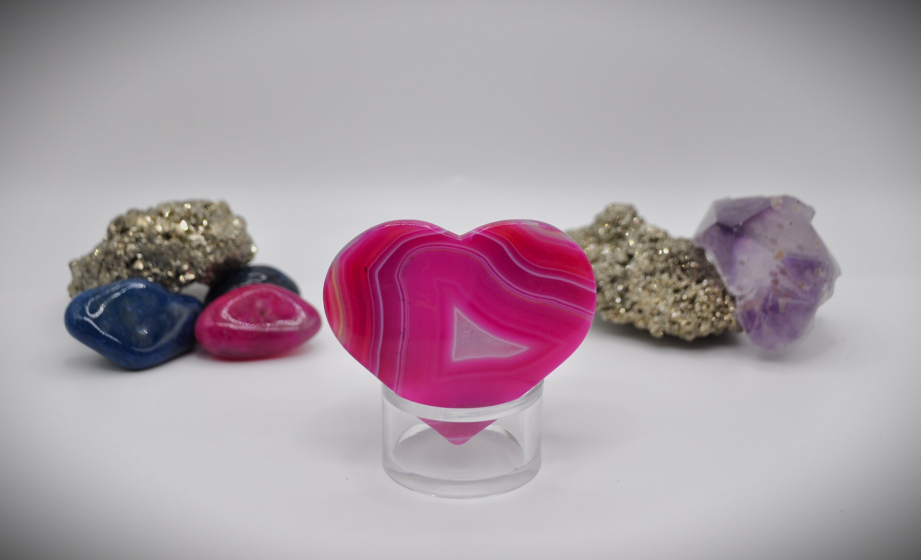 Heart Pink Agate Crystal Flat Stone