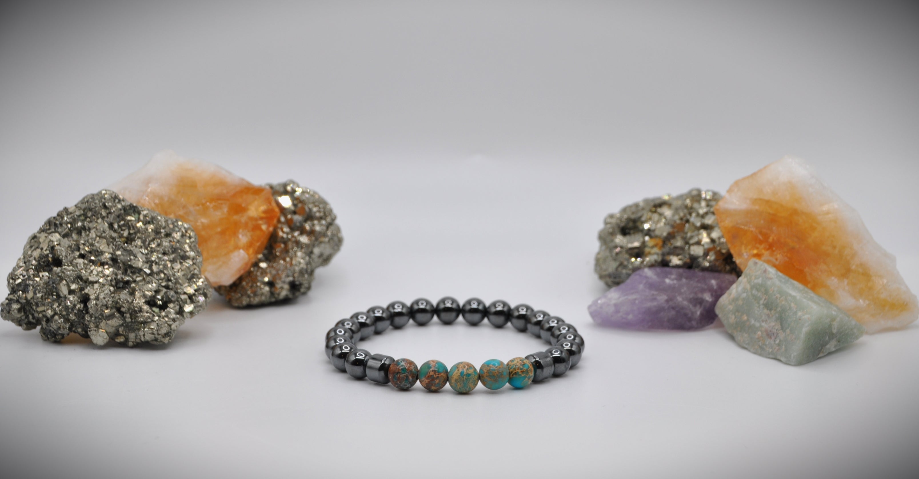 Hematite with Blue Sea Sediment Jasper Beads