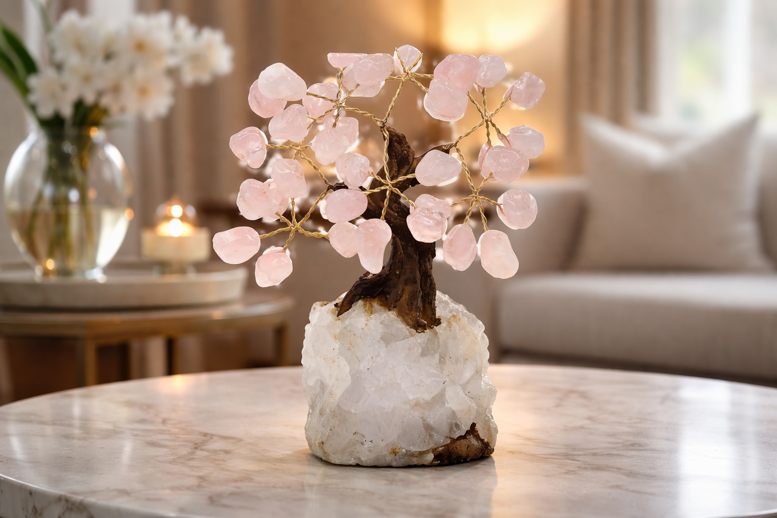 Rose Quartz Bonsai Tree 5"