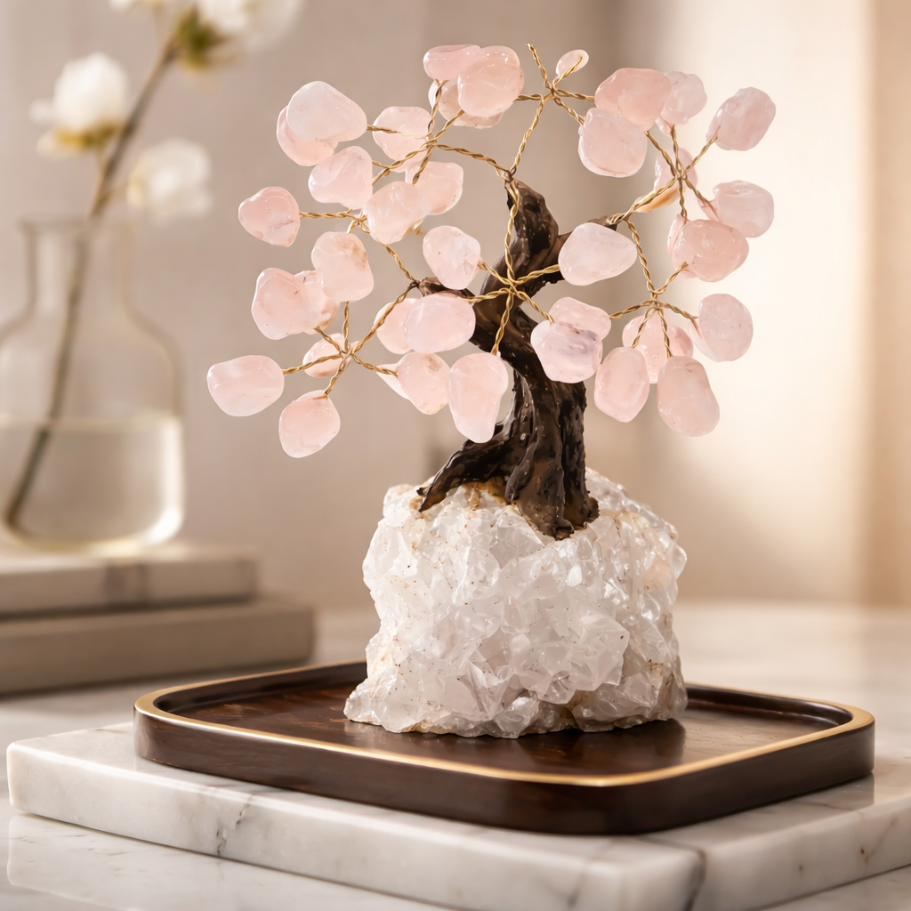 Rose Quartz Bonsai Tree 5"