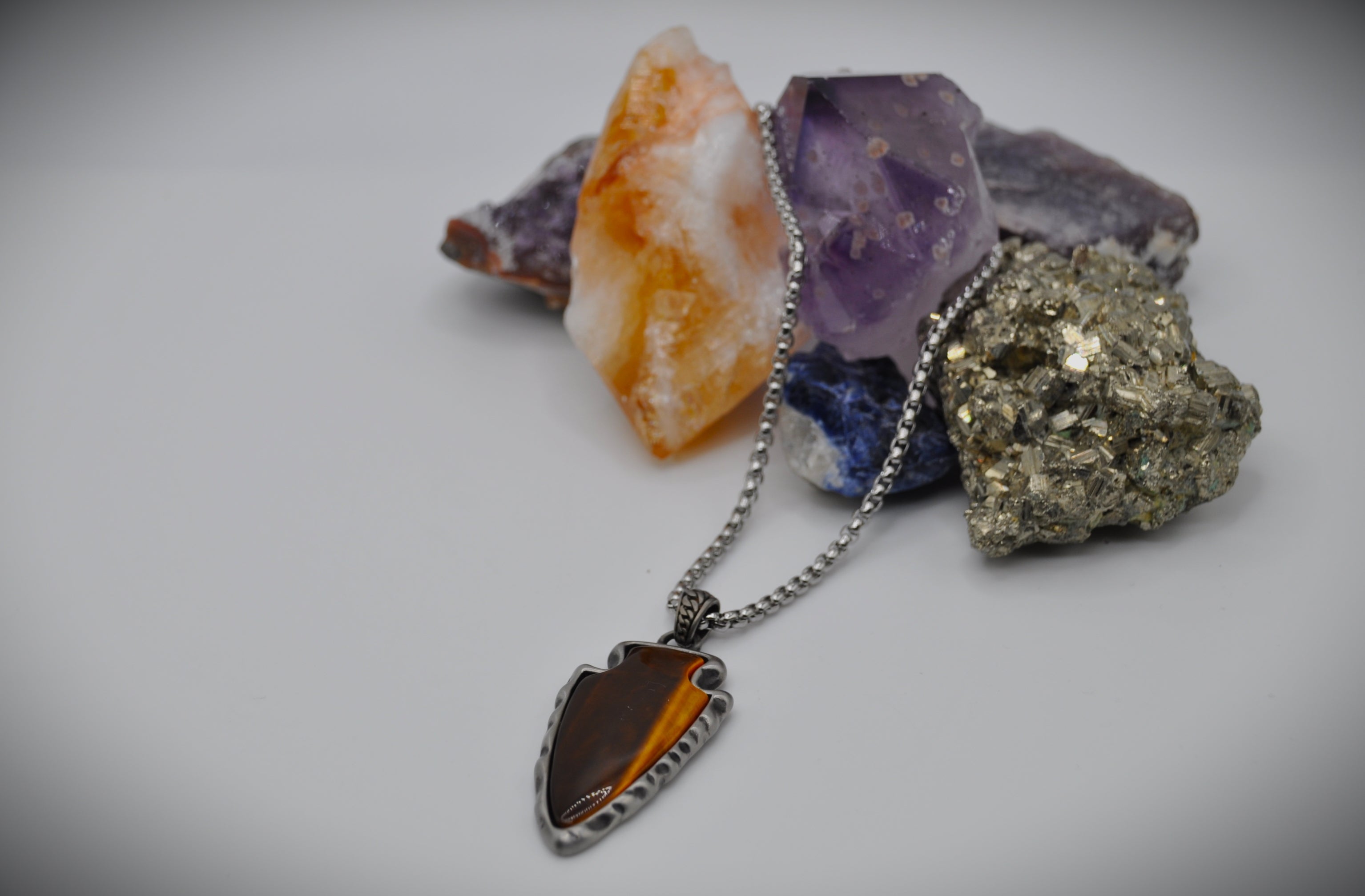 Tigers Eye stainless steel Necklaces Crystals