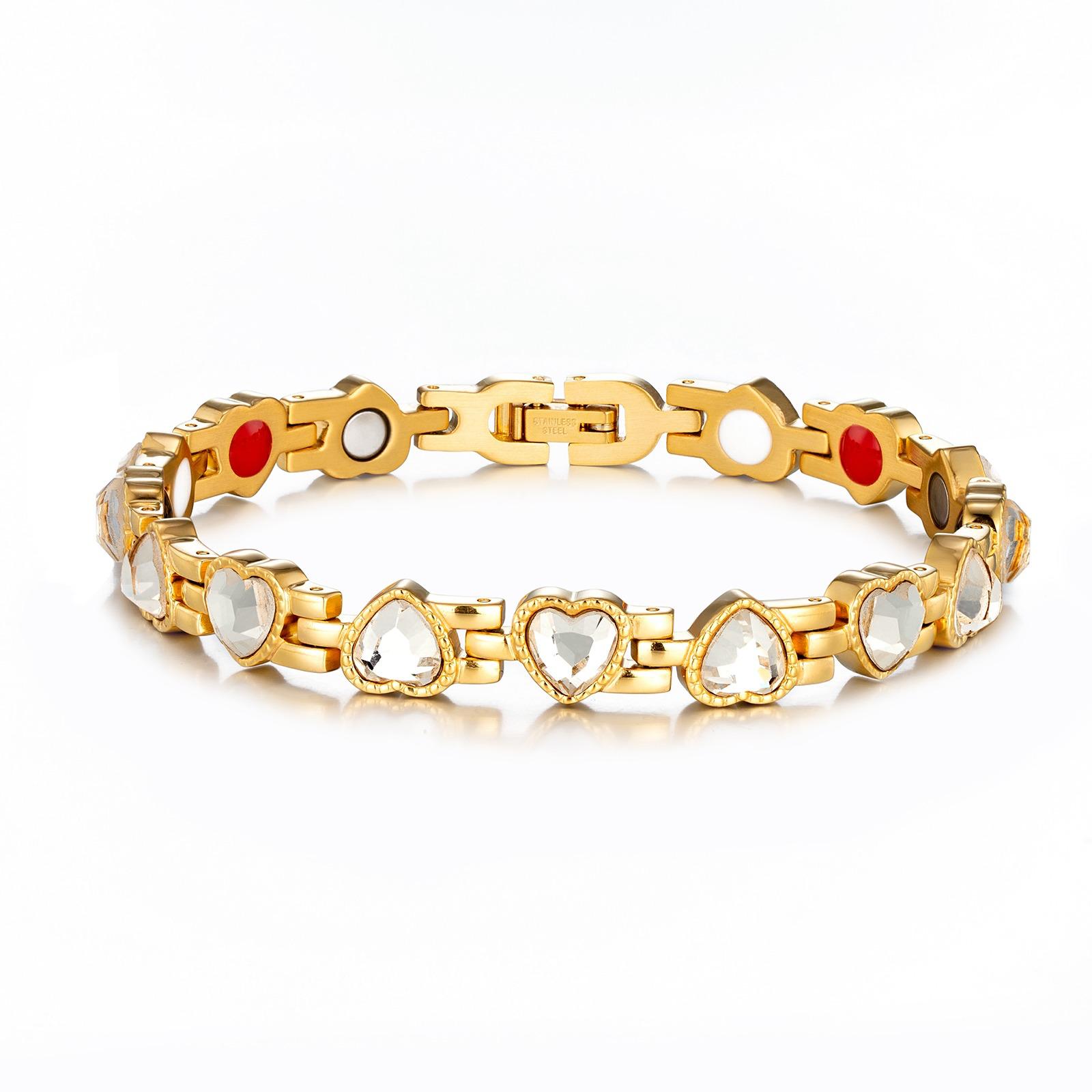 Crystal Heart Stone Bracelets 1X Gold HW
