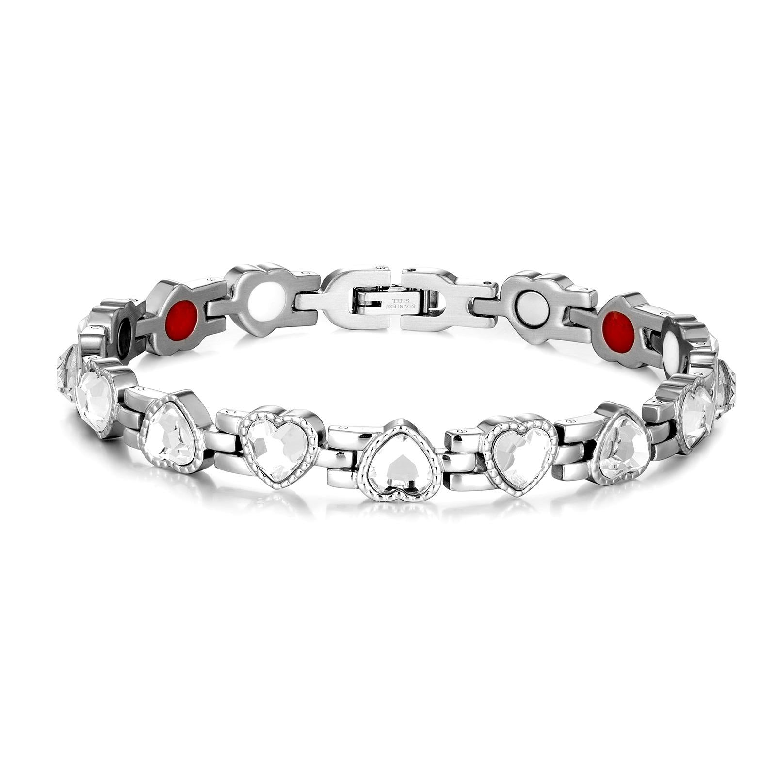 Crystal Heart Stone 1X Bracelets Silver HW