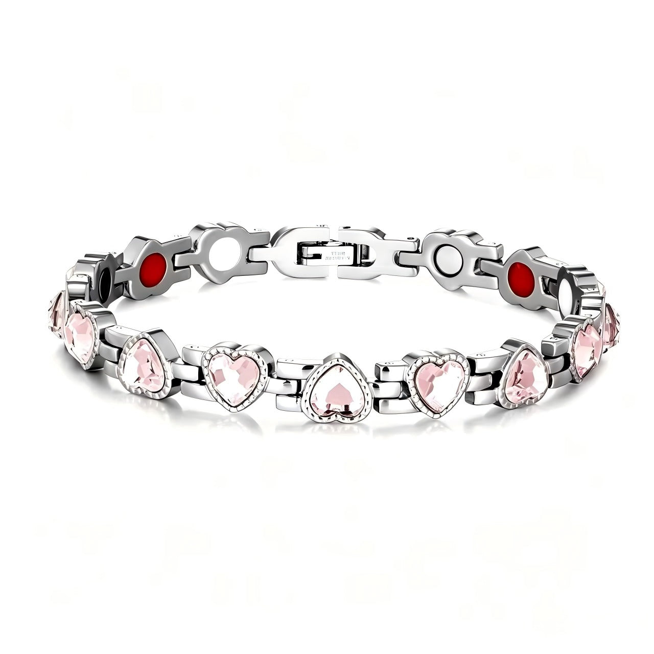 Crystal Heart Stone Bracelets 1X Pink HW